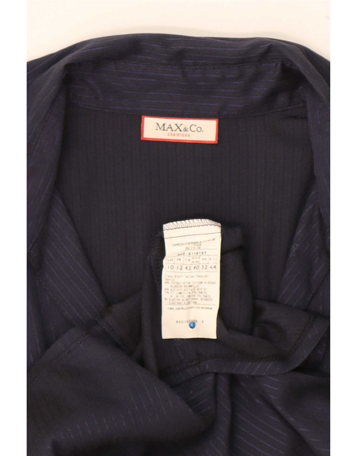 Bluză cămașă pentru femei Max & Co. UK 12 Medium bleumarin, bumbac cu dungi