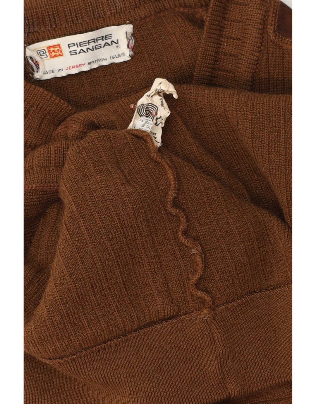 Pulover cardigan pentru bărbați Pierre Sangan Lână maro medie