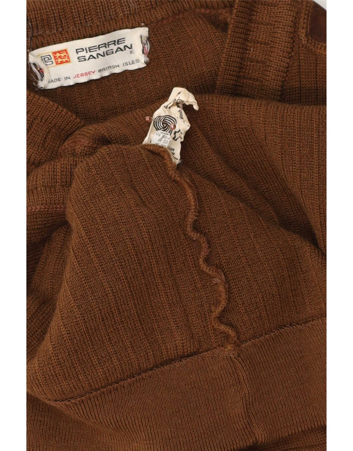 Pulover cardigan pentru bărbați Pierre Sangan Lână maro medie
