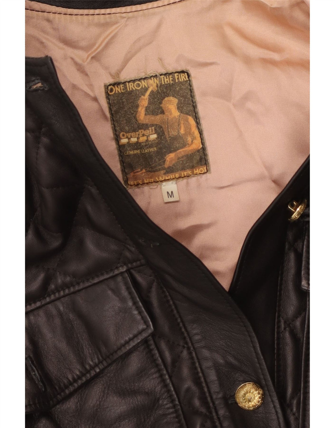 Jachetă de piele vintage pentru femei UK 14 Medium Black Leather