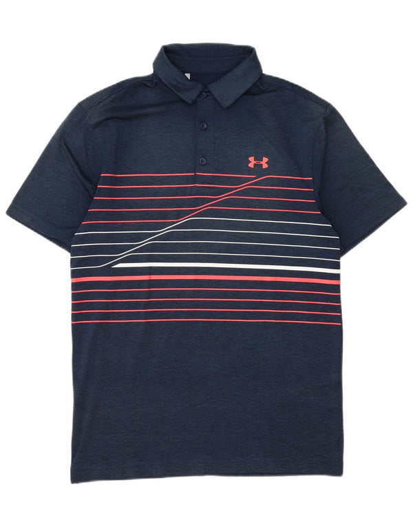 Cămașă polo Under Armour pentru bărbați, cu dungi mici, bleumarin