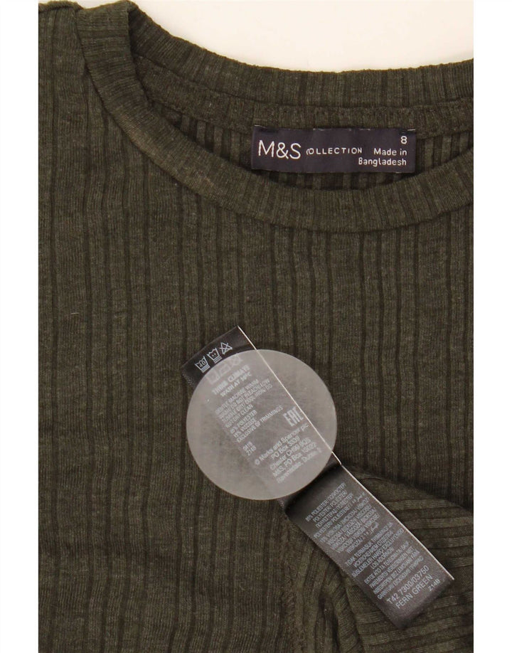 Rochie A-Line pentru femei Marks & Spencer cu mâneci lungi UK 8 Poliester kaki mic