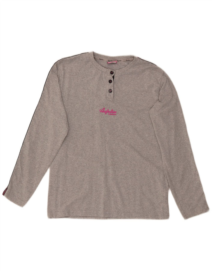 AUSTRALIAN L'ALPINA Top grafic pentru femei cu mânecă lungă UK 10 Small Gri