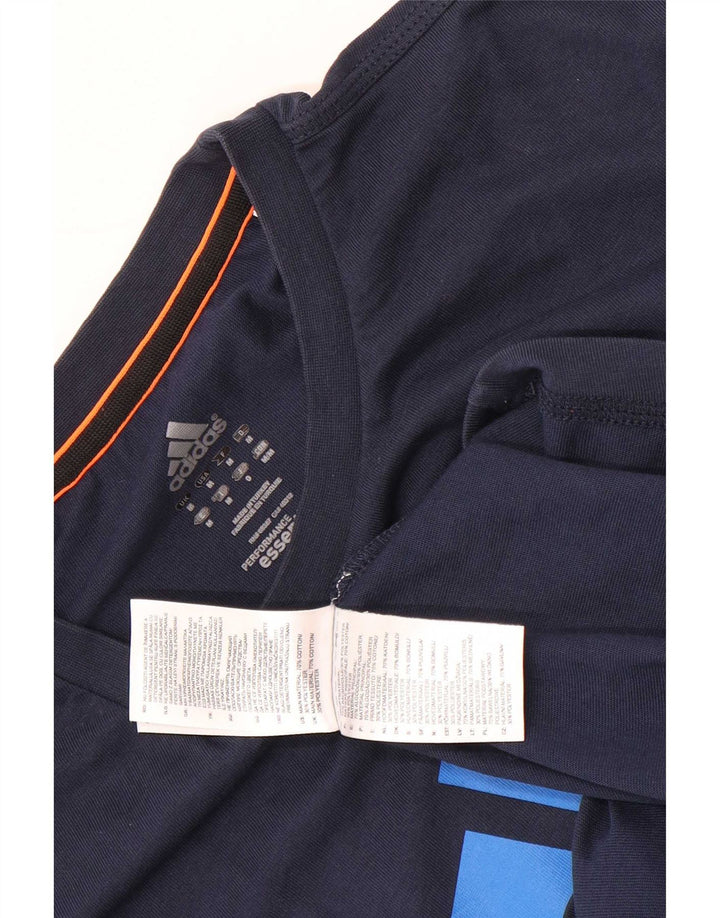 Tricou grafic pentru bărbați Adidas Top mediu din bumbac bleumarin