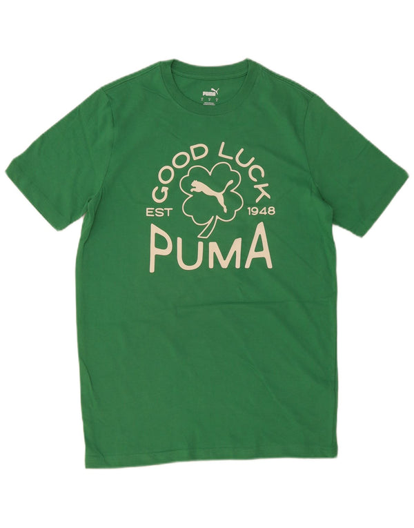 Puma Mens Graphic T-Shirt Top Small Green Cotton