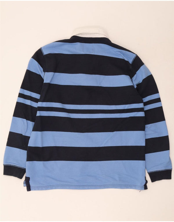 Crew Clothing Tricou polo rugby cu mânecă lungă pentru bărbați XL, bumbac cu dungi albastre