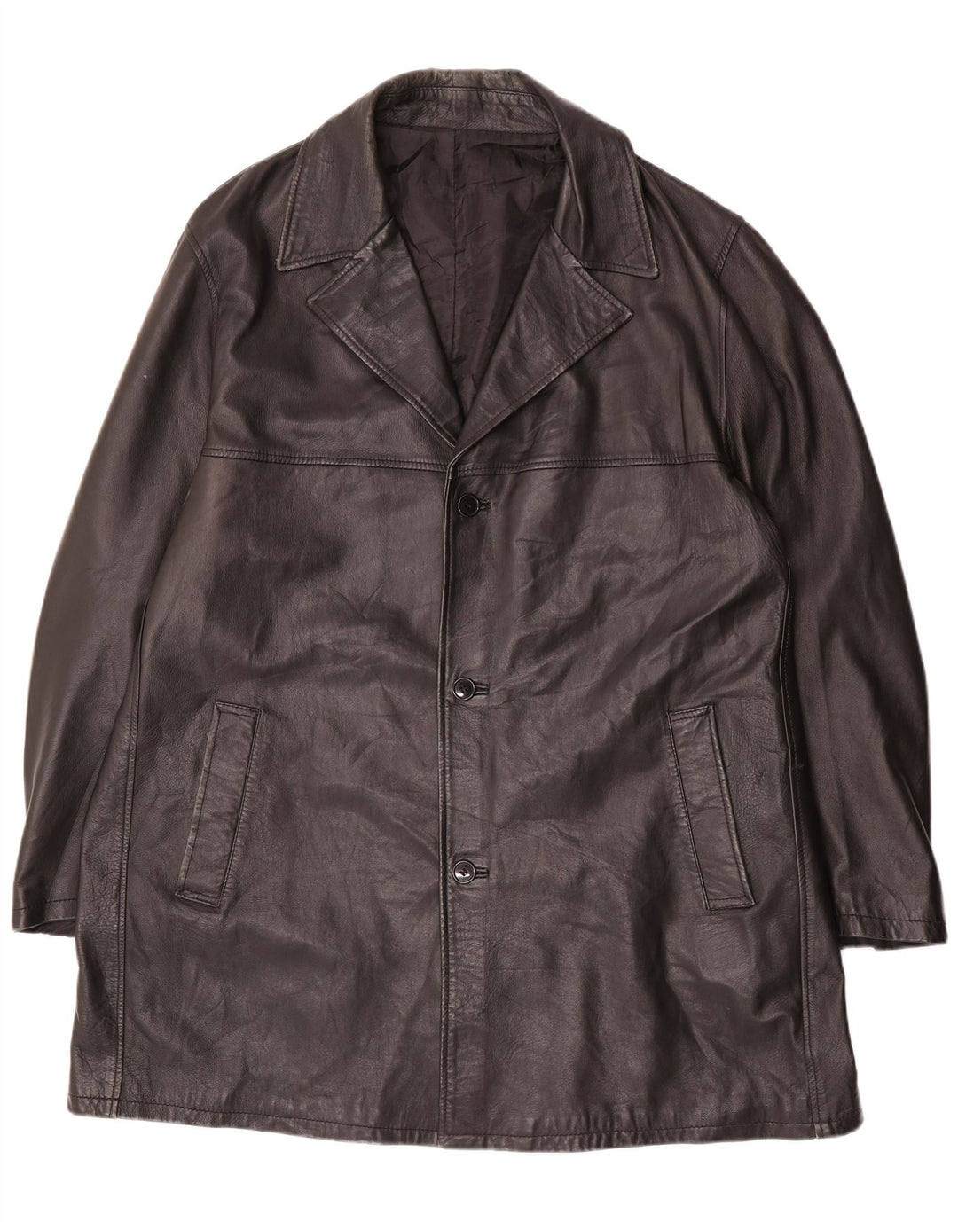 Palton din piele vintage pentru bărbați Mărimea 62 4XL Piele neagră