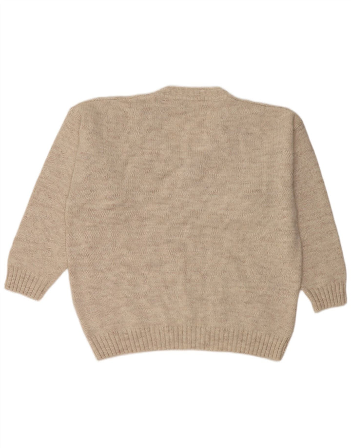 Pulover Vintage pentru bărbați cu decolteu în V XL Lână bej