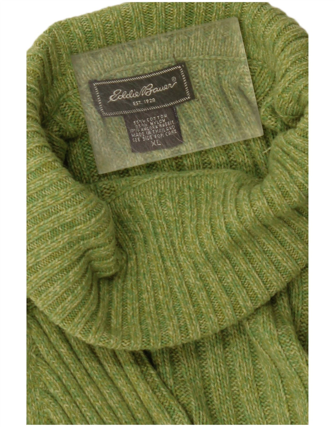 EDDIE BAUER Pulover cu gât rulat pentru femei UK 18 XL bumbac verde