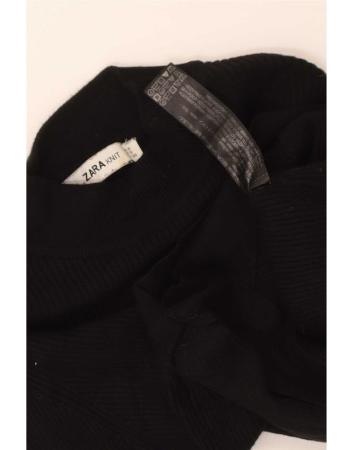 Crop Top pentru femei Zara cu mânecă lungă UK 8 mic, negru, viscoză