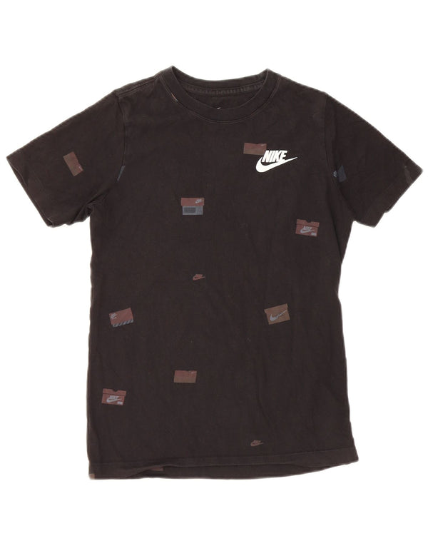 Tricou grafic pentru băieți NIKE Top 10-11 ani bumbac negru mediu