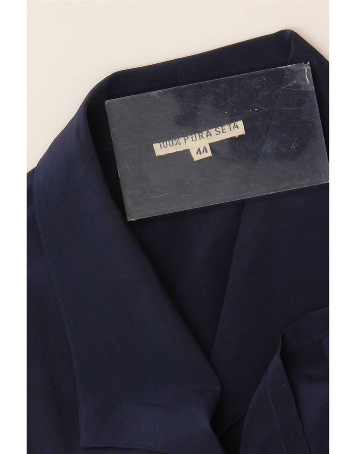 Bluză Cămașă Vintage Femei IT 44 Medium Bleumarin Mătase