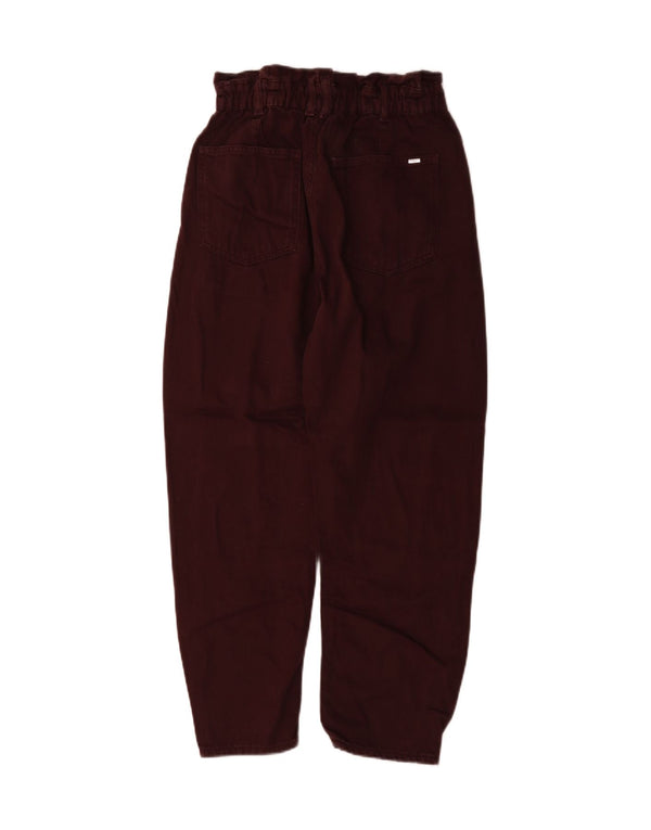Blugi conici tăiați pentru femei cu talie înaltă Zara EU 36 XS L26 L25 Bumbac Burgundy