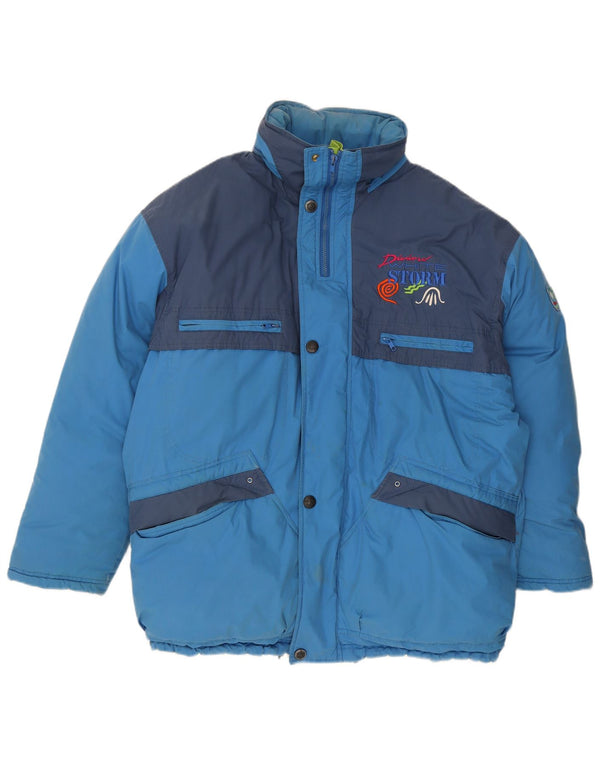 Jachetă de schi Diadora pentru bărbați, cu glugă, ajustată, UK 42 XL, albastru, bloc de culoare