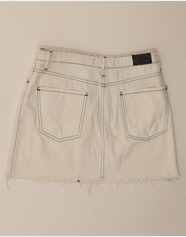 Fusta Mini Denim Zara Femei Mic W27 Alb