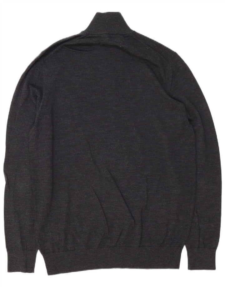 Pulover pentru bărbați Marks & Spencer, cu autograf, cu fermoar și gât, gri mediu