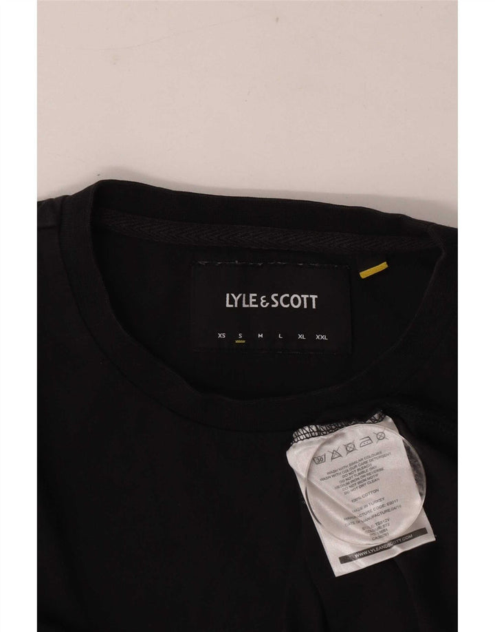 Lyle & Scott Top pentru bărbați cu mânecă lungă, mic, negru, bumbac