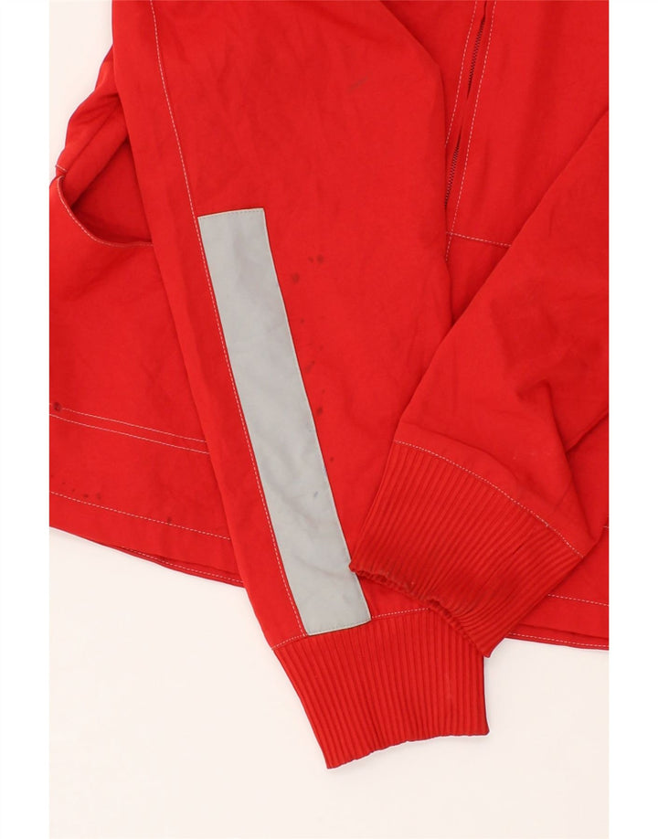 NIKE Womens Hooded Rain Jacket UK 12/14 Large Red Colourblock Polyester Vintage Nike and Second-Hand Nike from Messina Hembry 