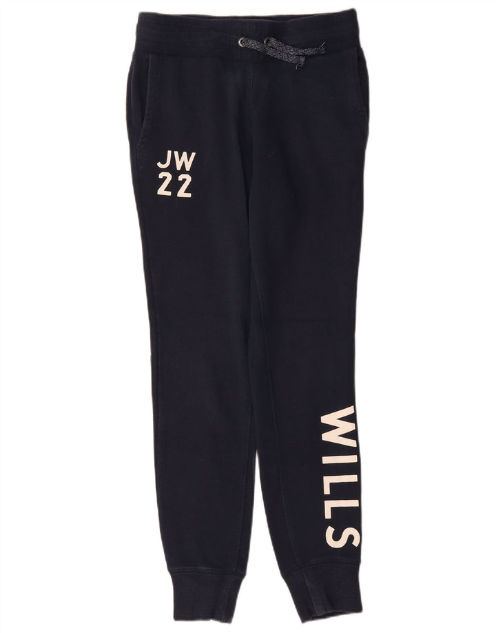JACK WILLS Pantaloni de trening grafic pentru femei Pantaloni de jogging UK 8 Mic Bleumarin