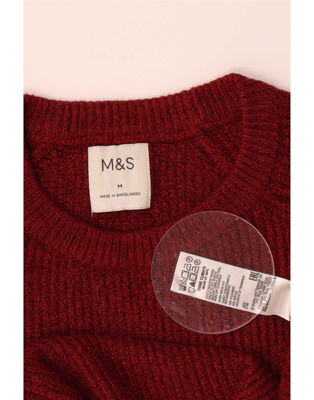 Pulover pentru bărbați Marks & Spencer, cu gât crew, din poliamidă mediu burgundă