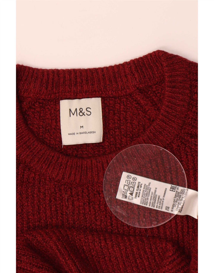 Pulover pentru bărbați Marks & Spencer, cu gât crew, din poliamidă mediu burgundă