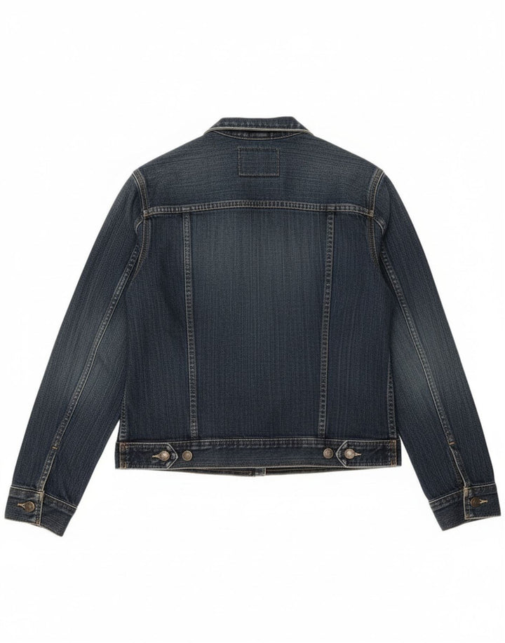 Jachetă de denim crop Eddie Bauer pentru femei UK 14, bumbac albastru mediu