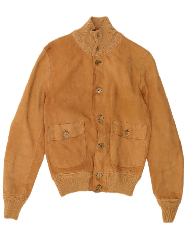 Bomber vintage pentru bărbați din piele intoarsa UK 36 Mic din piele maro