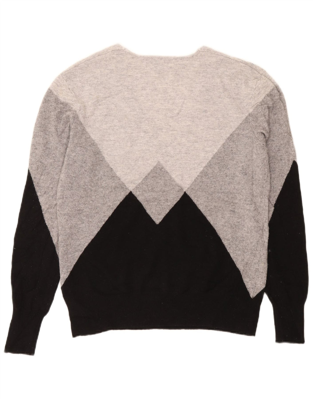Pulover cu decolteu în V Reiss pentru femei UK 14, lână color bloc, gri mediu