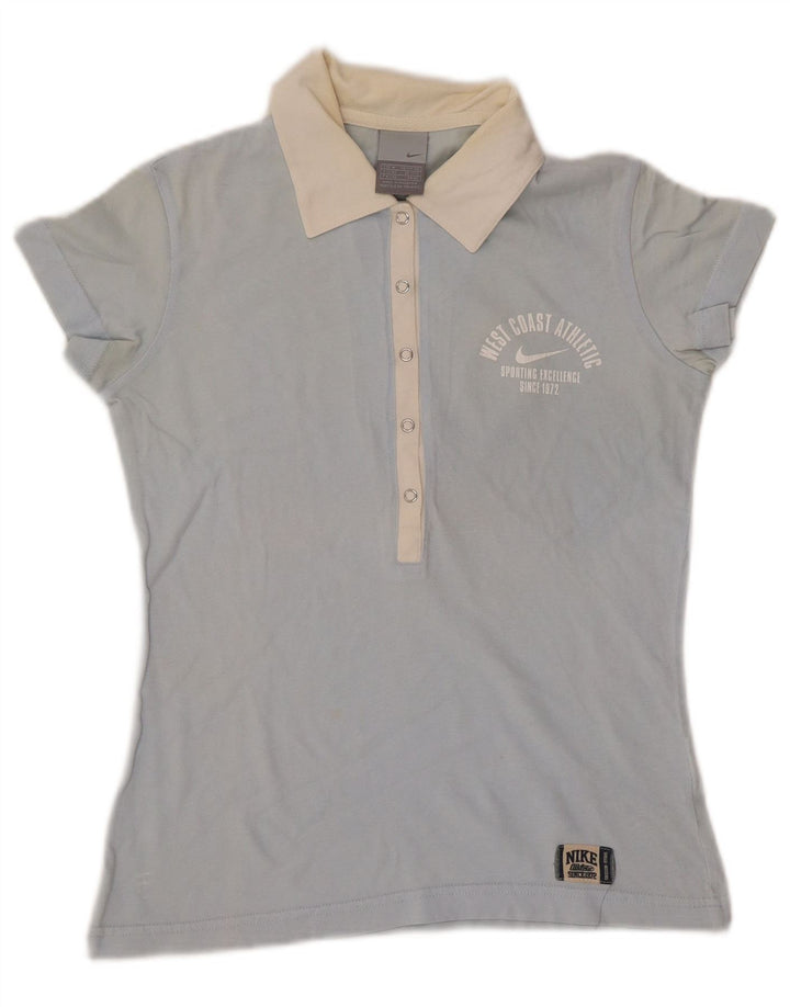 Tricou polo NIKE pentru femei UK 10/12 Medium Blue Colorblock