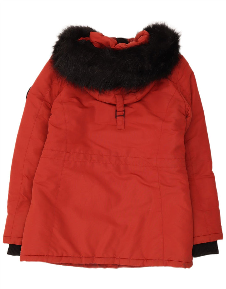 Jachetă parka supradimensionată cu glugă Superdry pentru femei UK 10 Small Red Colorblock