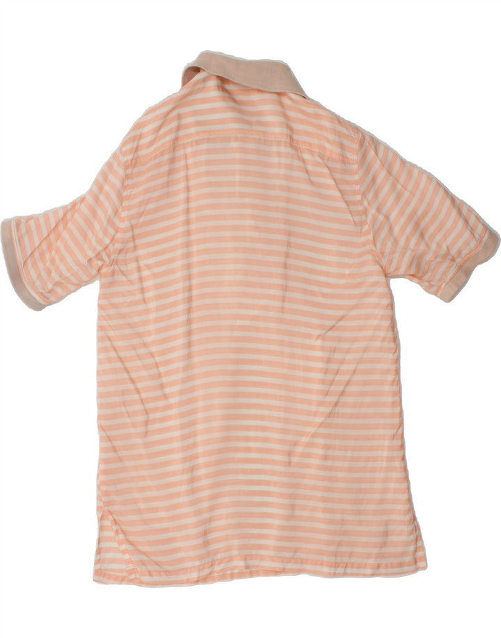 VINTAGE Womens Short Sleeve Pullover Shirt UK 12 Medium Pink Striped Vintage Vintage and Second-Hand Vintage from Messina Hembry 