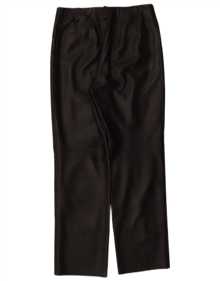 Pantaloni drepți din piele vintage pentru femei W30 L30 din piele neagră