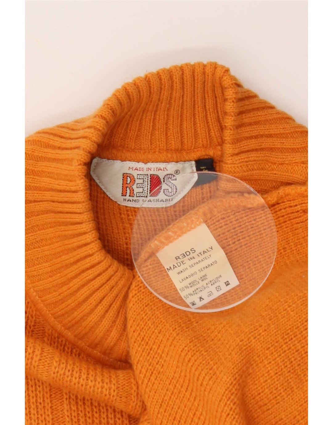 Pulover cu gât țestoasă pentru bărbați REDS, lână geometrică, portocaliu mediu