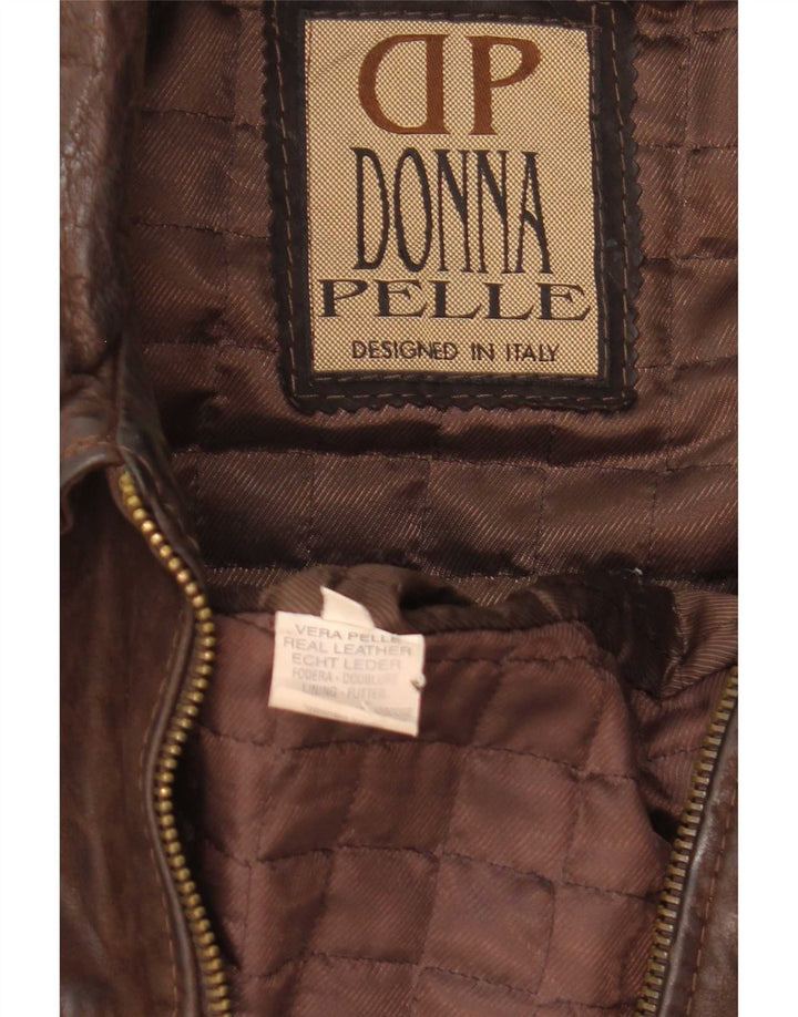 Jachetă de piele pentru bărbați Donna Pelle, cu tăiere lentă, IT 46, piele maro mică