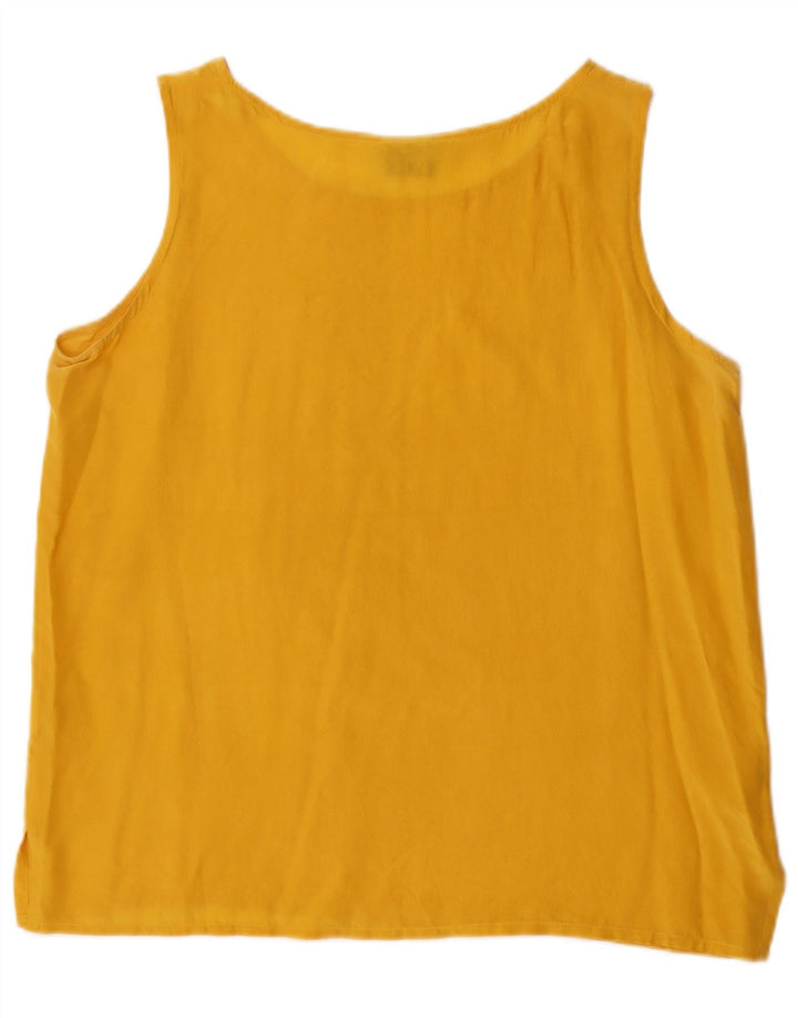Bluză Vintage fără mâneci pentru femei IT 48 XL mătase galbenă