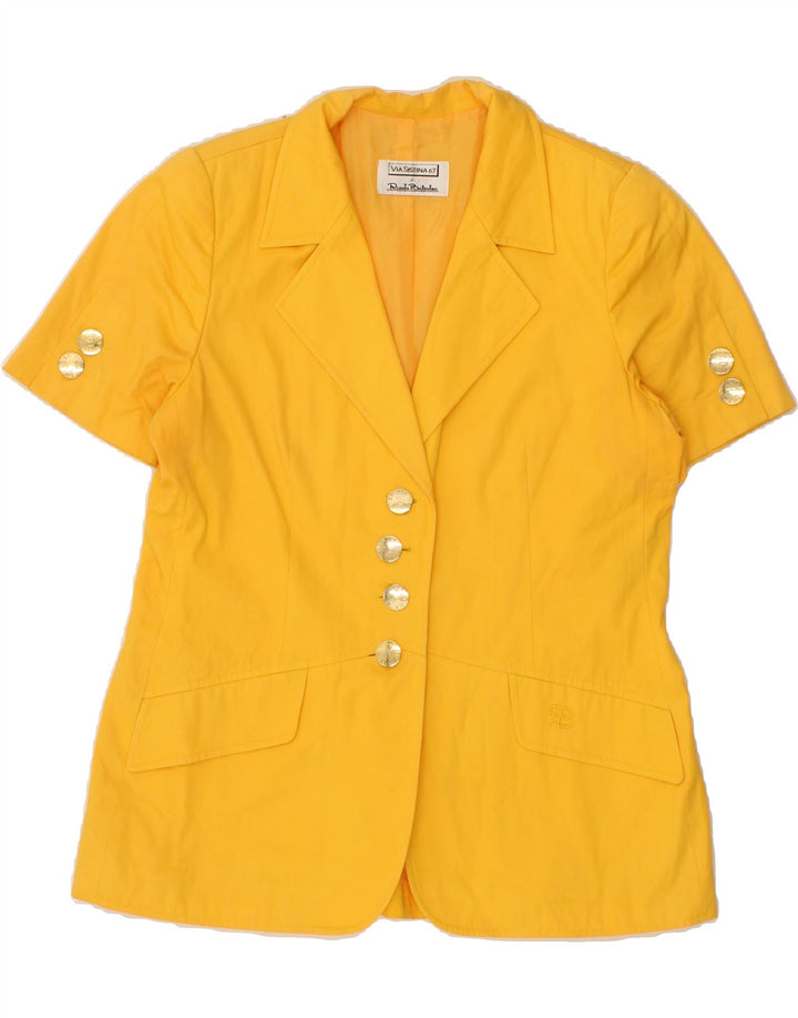 RENATO BALESTRA Womens 4 Button Blazer Jacket IT 44 Medium Yellow Cotton Vintage Renato Balestra and Second-Hand Renato Balestra from Messina Hembry 