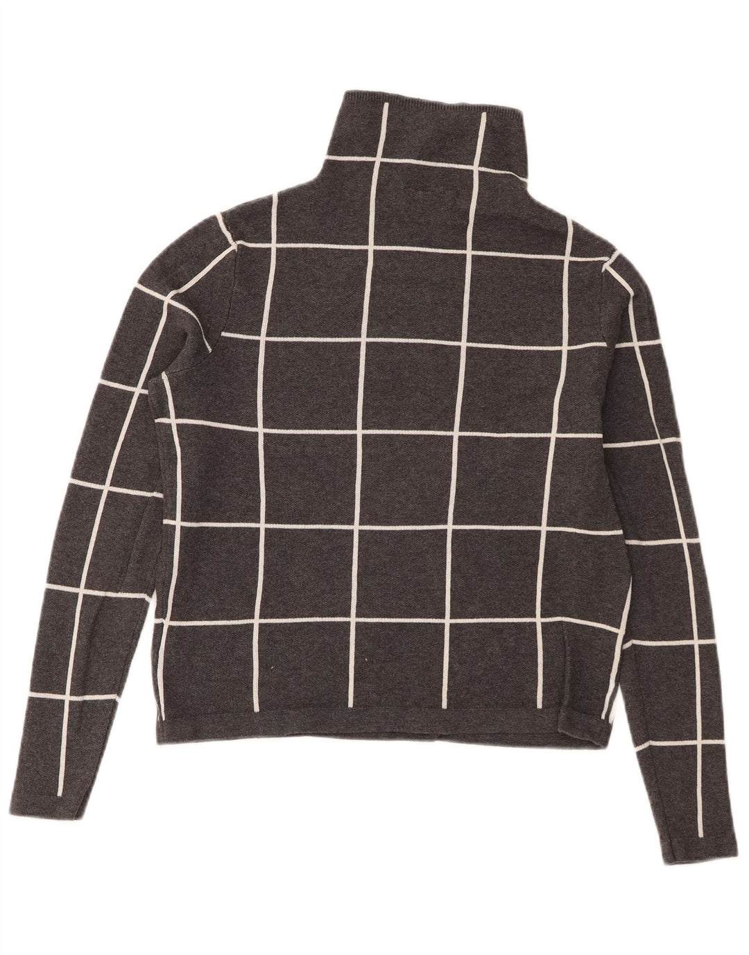 Pulover de damă Warehouse Crop cu gât țestoasă, UK 8, gri mic, carouri