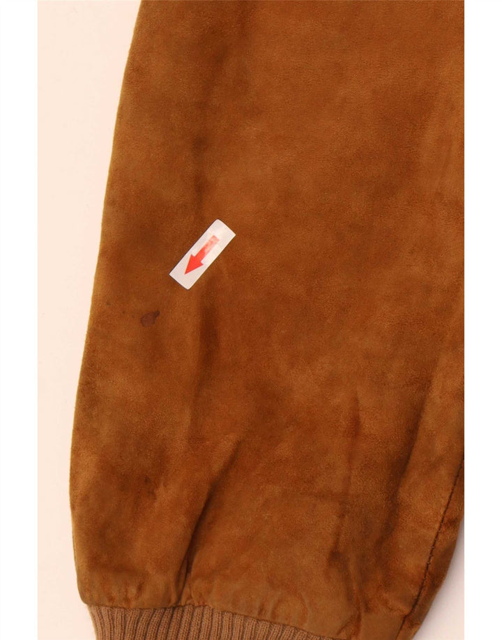Bomber vintage pentru bărbați din piele intoarsa IT 50 mare din piele bej