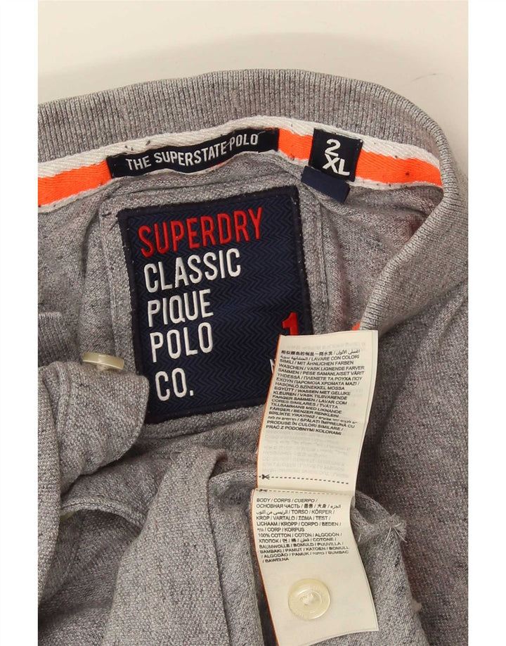 Tricou polo grafic pentru bărbați Superdry 2XL bumbac gri