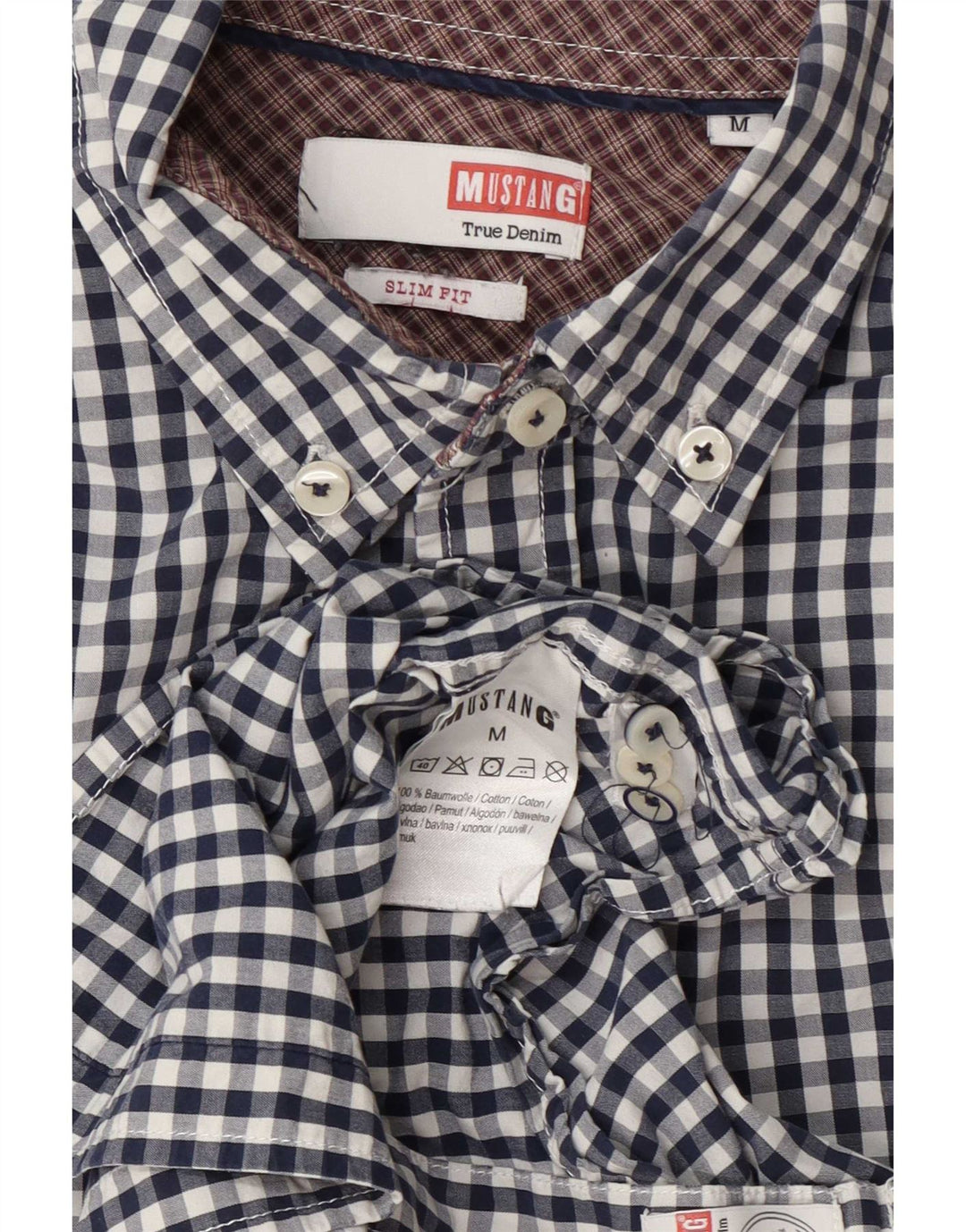 Cămașă pentru bărbați Mustang Slim Fit Bumbac Vichy, albastru bleumarin mediu