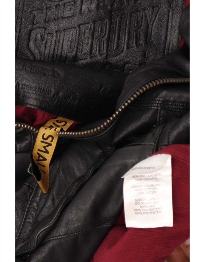 Jachetă militară din piele Superdry pentru femei UK 10 Small Black