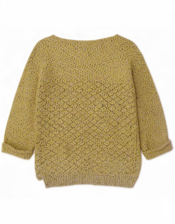 Fat Face Pulover pentru femei cu mâneci 3/4 cu gât barcă UK 12 Medium Yellow