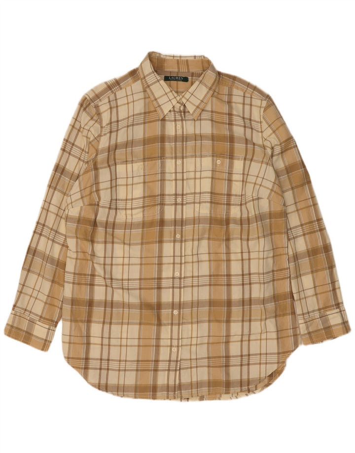 Cămașă de flanel pentru bărbați Ralph Lauren, bumbac cu carouri, bej mediu