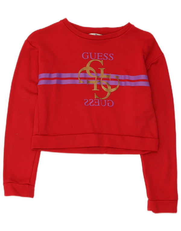 Guess Girls Crop Graphic Pulover 11-12 ani Poliamidă roșie