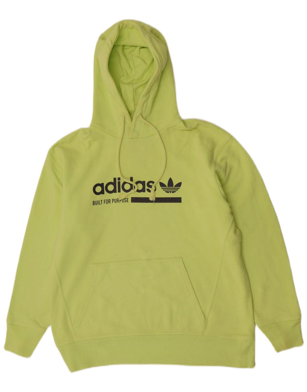 Pulover cu glugă supradimensionat cu grafic Adidas pentru femei UK 10 Bumbac verde mic