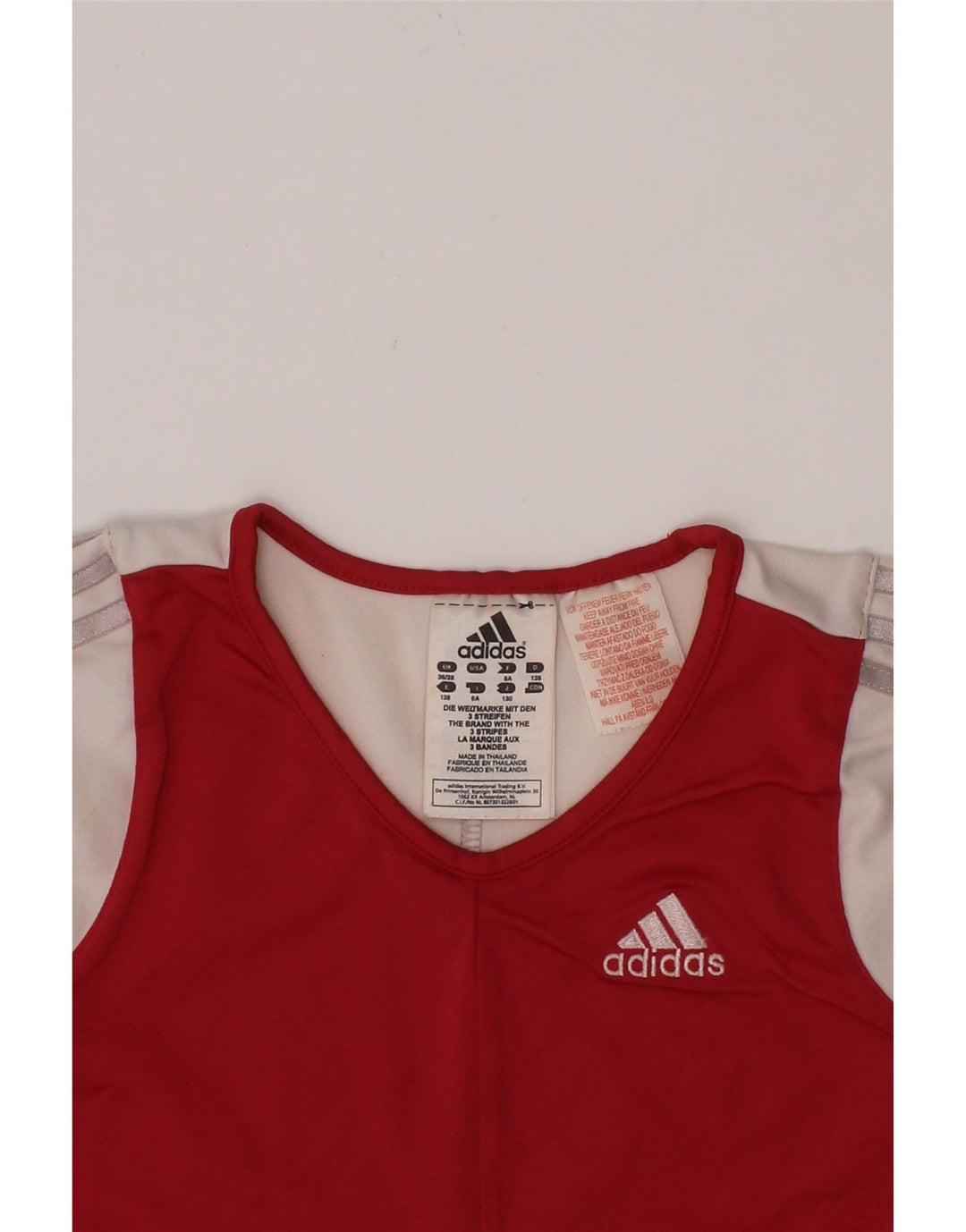 ADIDAS Girls T-Shirt Top 7-8 Years Red Polyamide Vintage Adidas and Second-Hand Adidas from Messina Hembry 