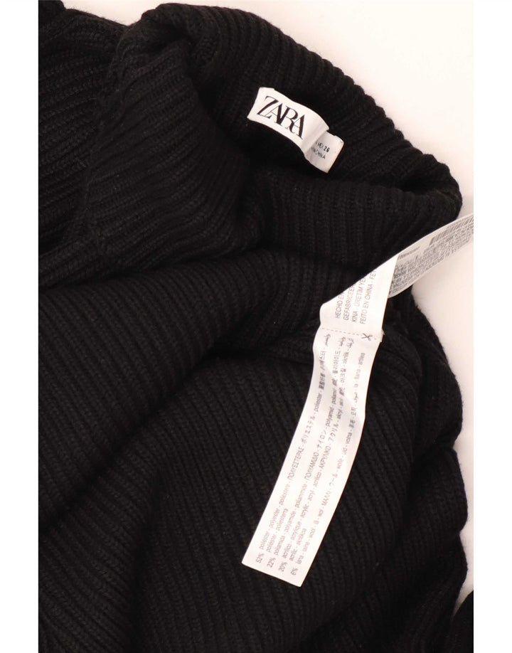 Pulover cu gât țestoasă pentru femei Zara UK 10 Poliester negru mic