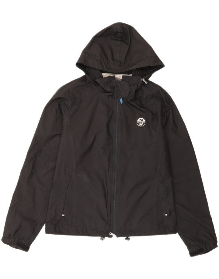 NORTH SAILS Womens Hooded Rain Jacket UK 10 Small Black Polyester Vintage North Sails and Second-Hand North Sails from Messina Hembry 