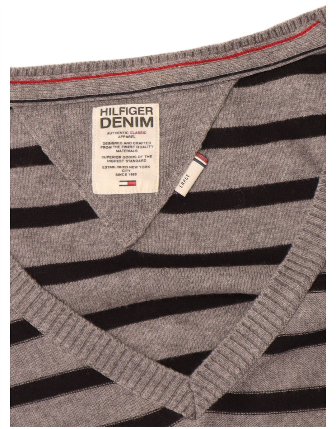 TOMMY HILFIGER Rochie cu mâneci 3/4 pentru femei UK 14 mare, gri cu dungi