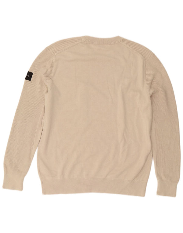 Pulover Calvin Klein pentru bărbați, cu gât crew, XL, bumbac, bej
